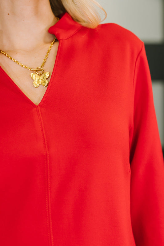 Portfolio Quarter Sleeve Dress in Red (Online Exclusive)