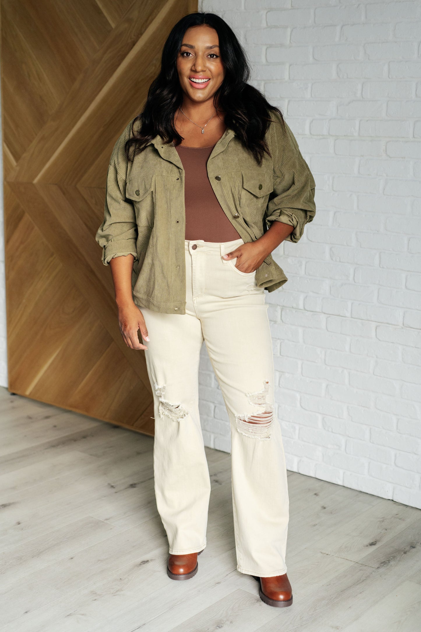 Primrose Corduroy Jacket in Olive (Online Exclusive)