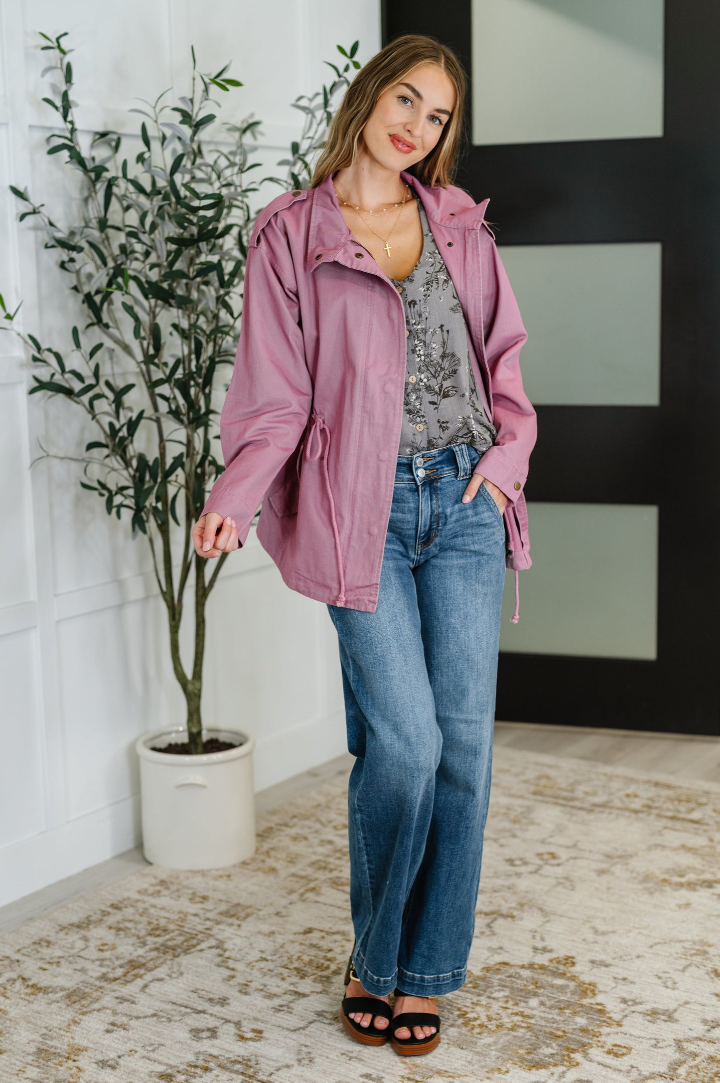 Puddle Jumper Full Front Zip Up Jacket in Mauve (Online Exclusive)