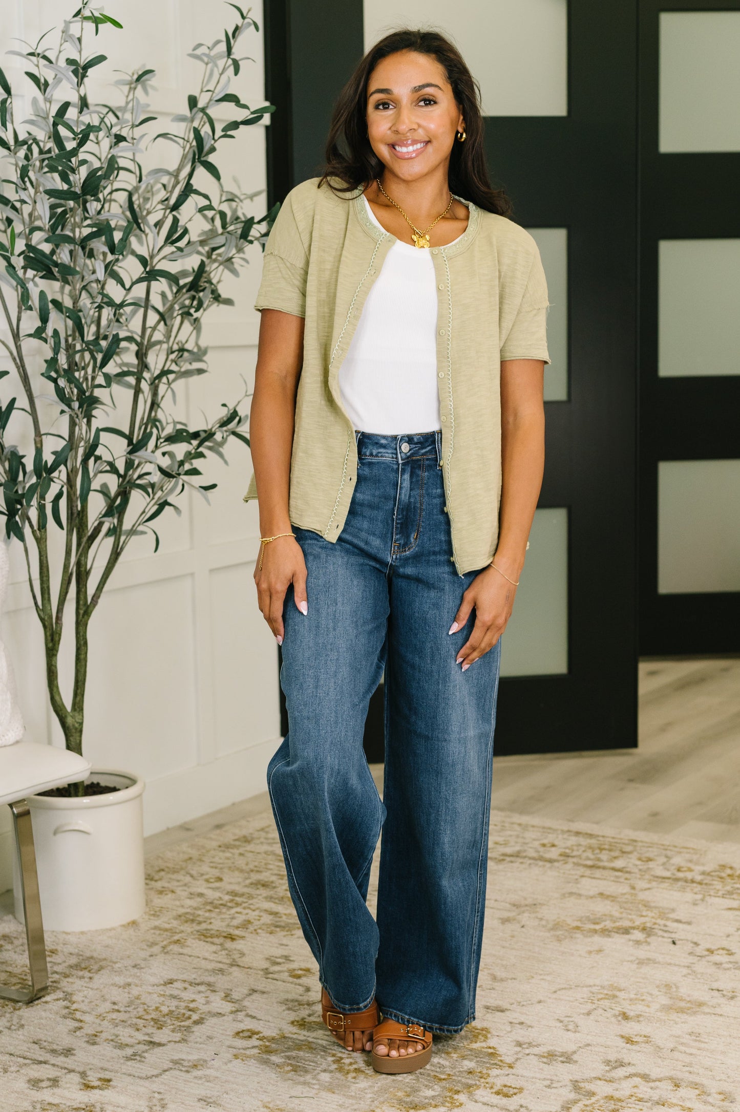 Pushing Through Button Down Top (Online Exclusive)