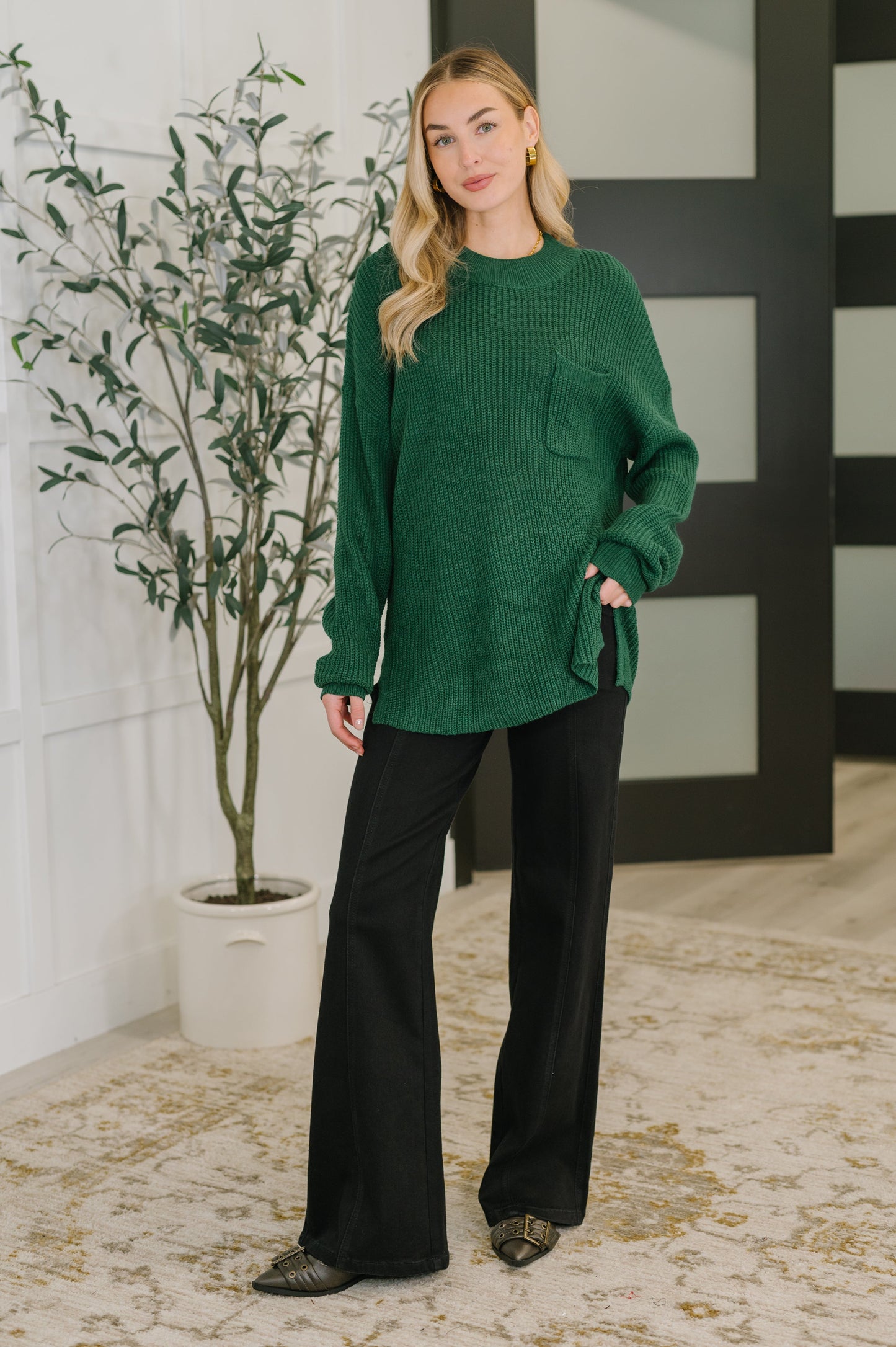 Textured Pullover in Hunter Green (Online Exclusive)
