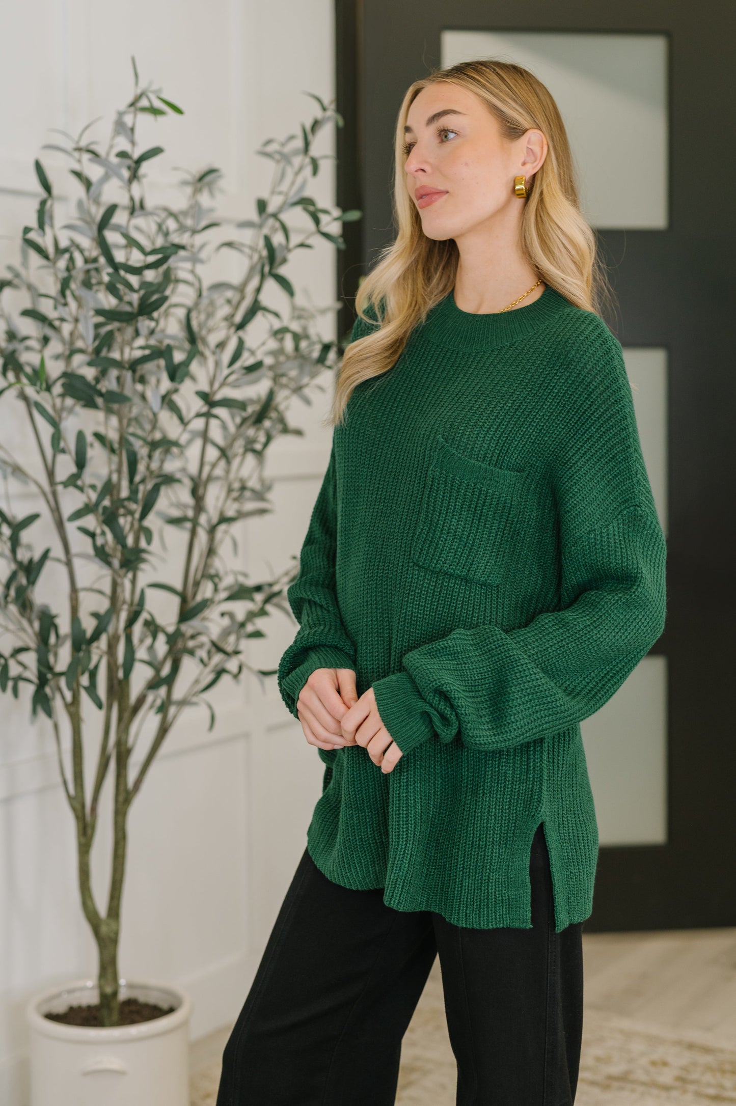 Textured Pullover in Hunter Green (Online Exclusive)