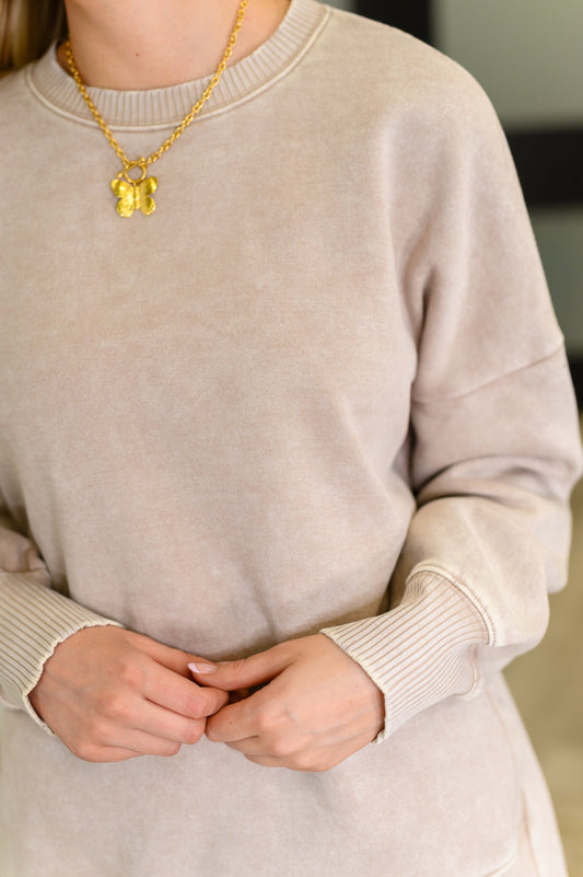 Safe and Secure Mineral Wash Pullover in Ash Mocha (Online Exclusive)