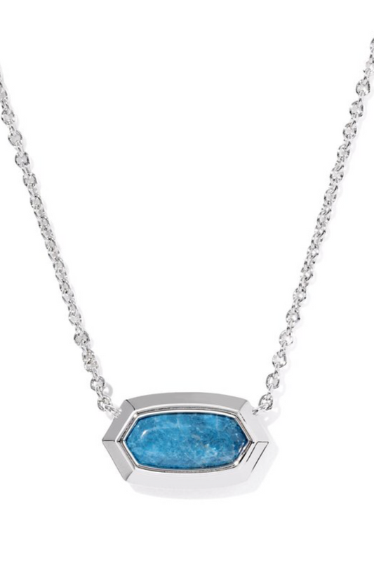 Necklace with a blue pendant on a white background
