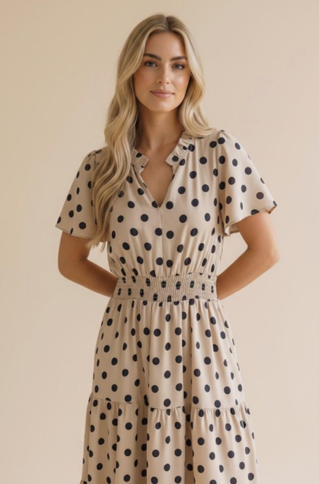 Polka Dot Smocked Maxi Dress