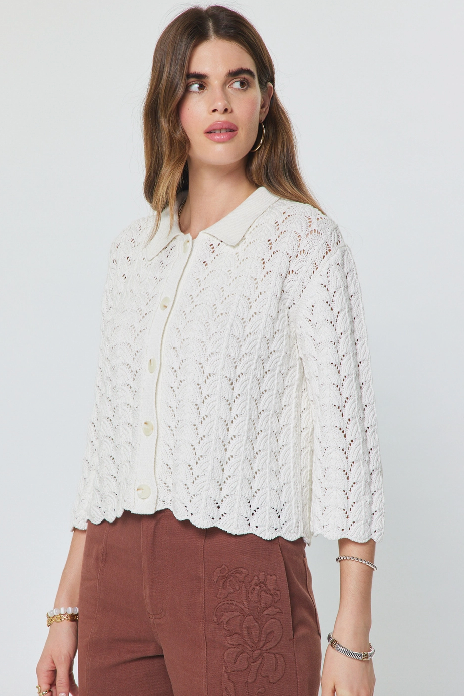 Woman wearing white top