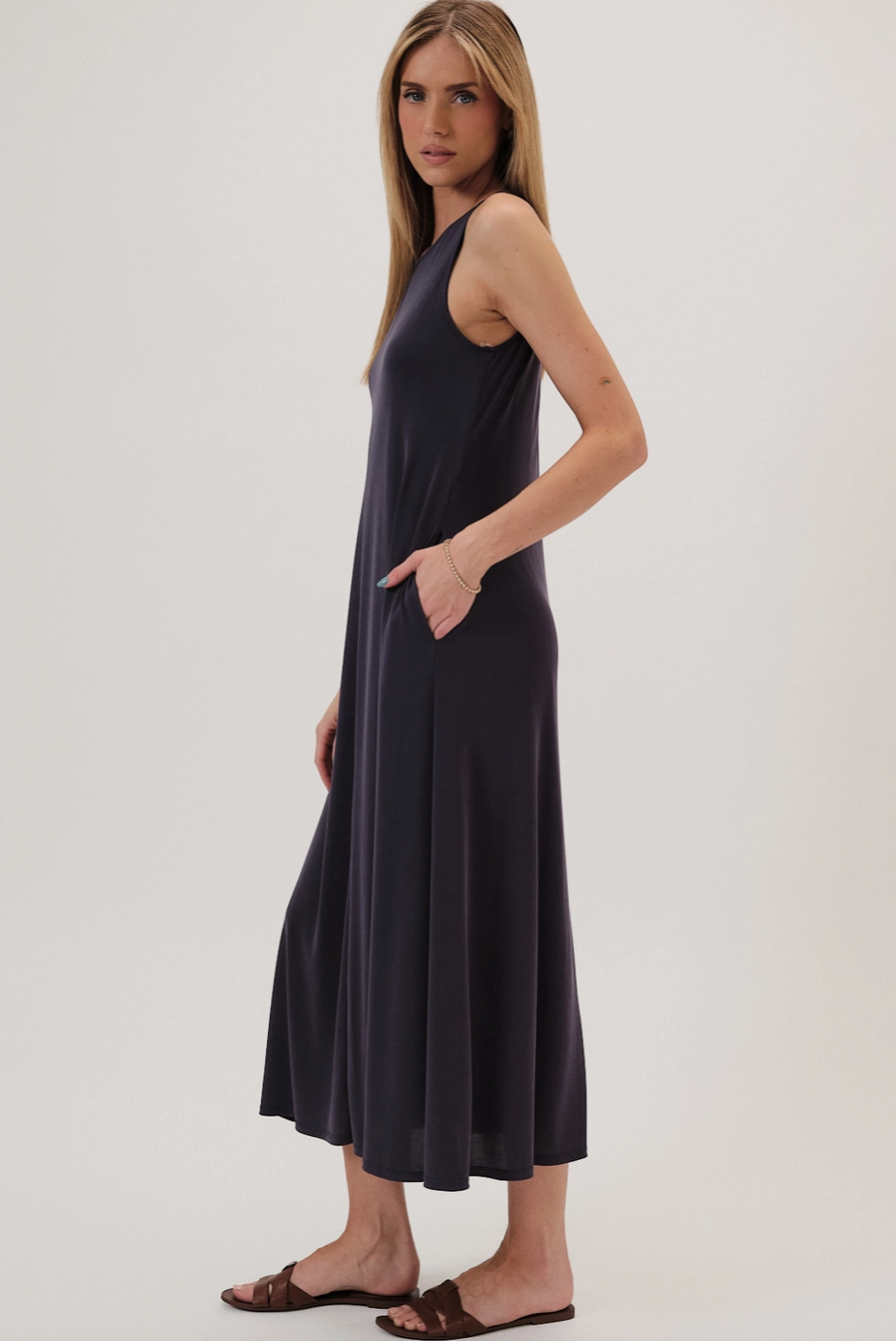Navy Round Neck Dress