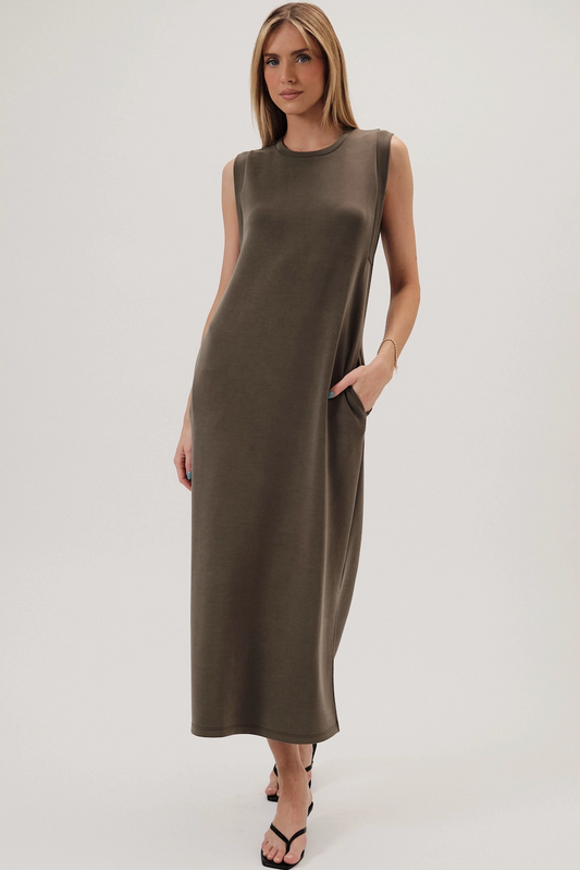 Olive Round Neck Dress