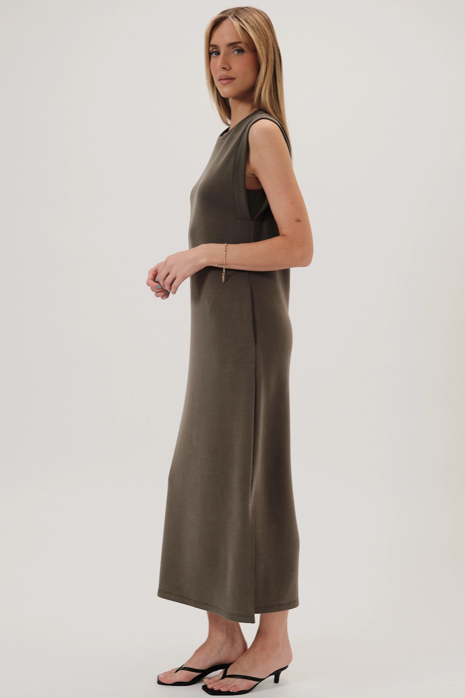 Olive Round Neck Dress