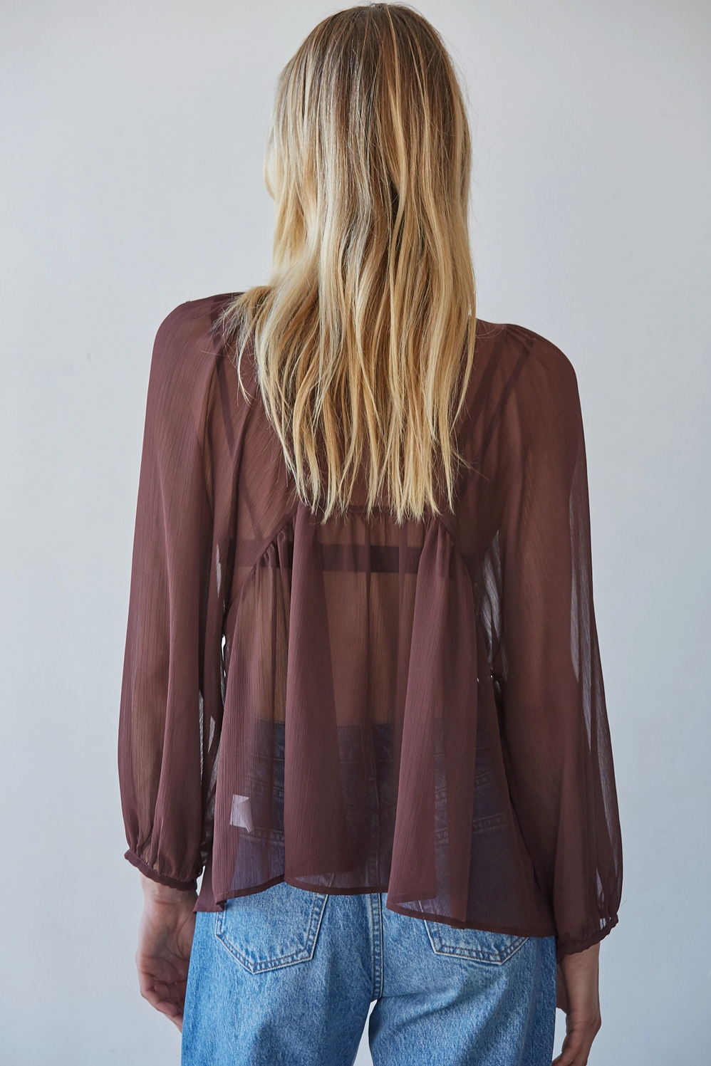 Chocolate Brown Ruffled Blouse