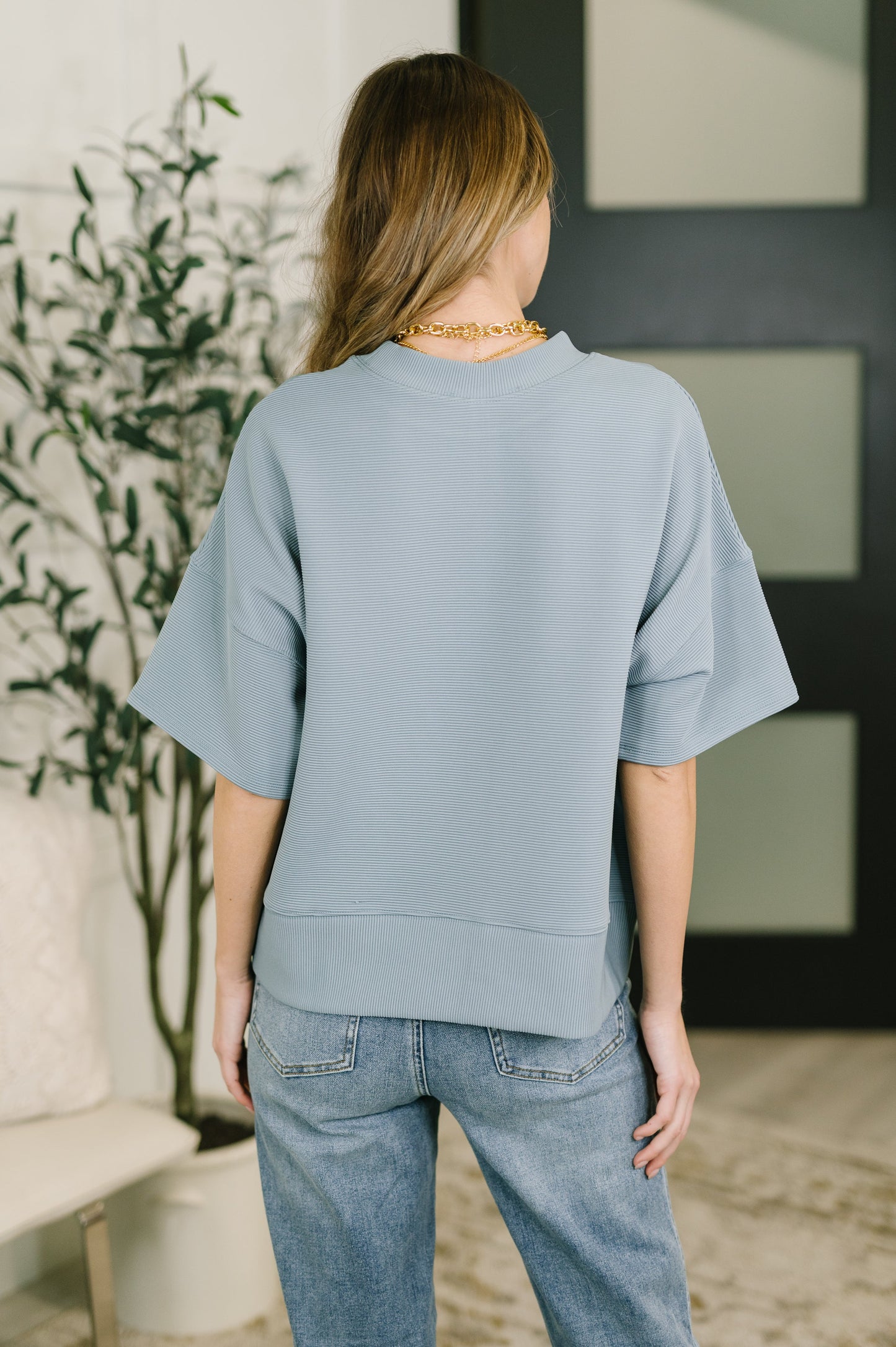 Sense of Clarity Boxy Top in Blue Grey (Online Exclusive)