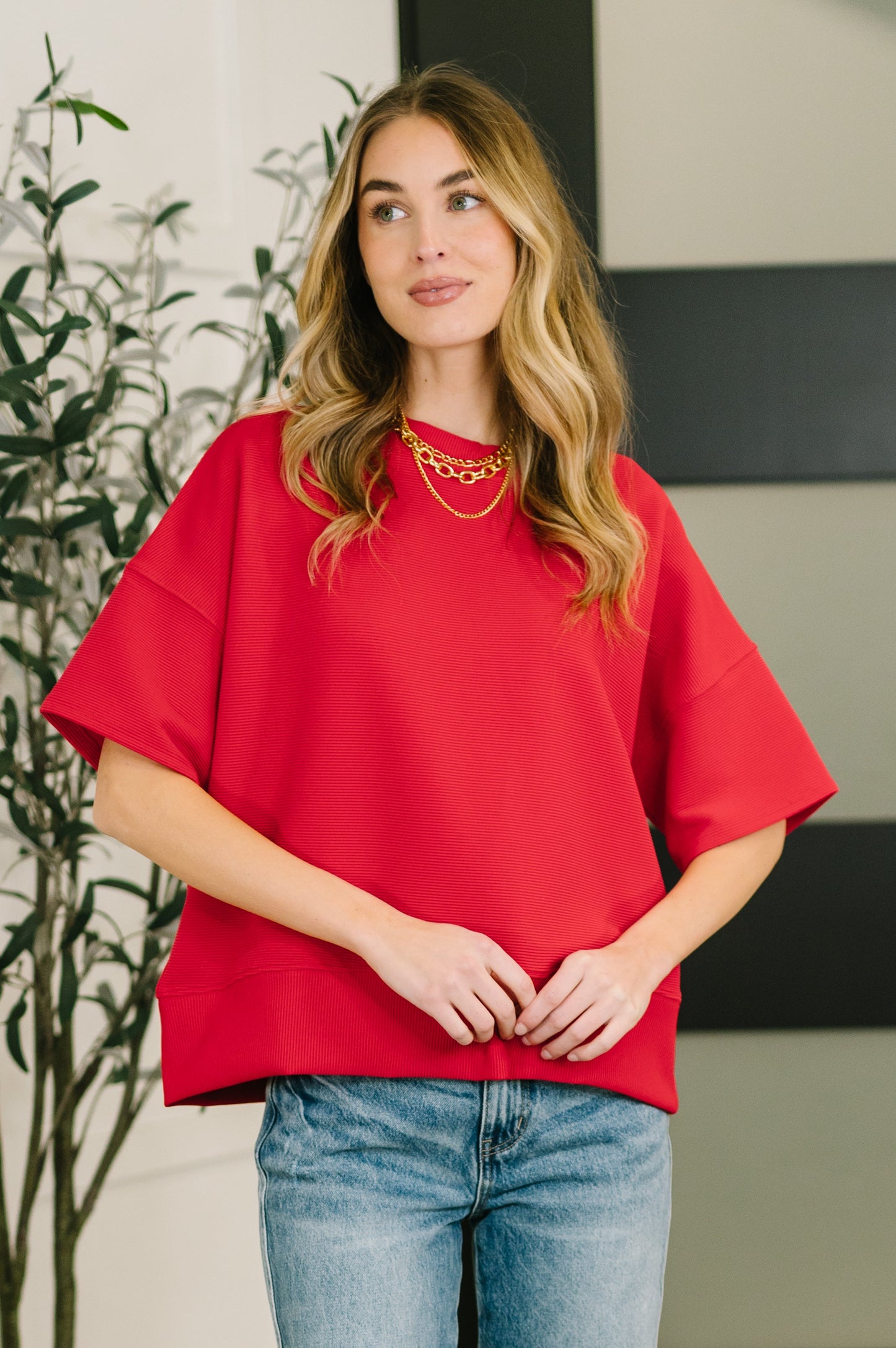 Sense of Clarity Boxy Top in Ruby (Online Exclusive)