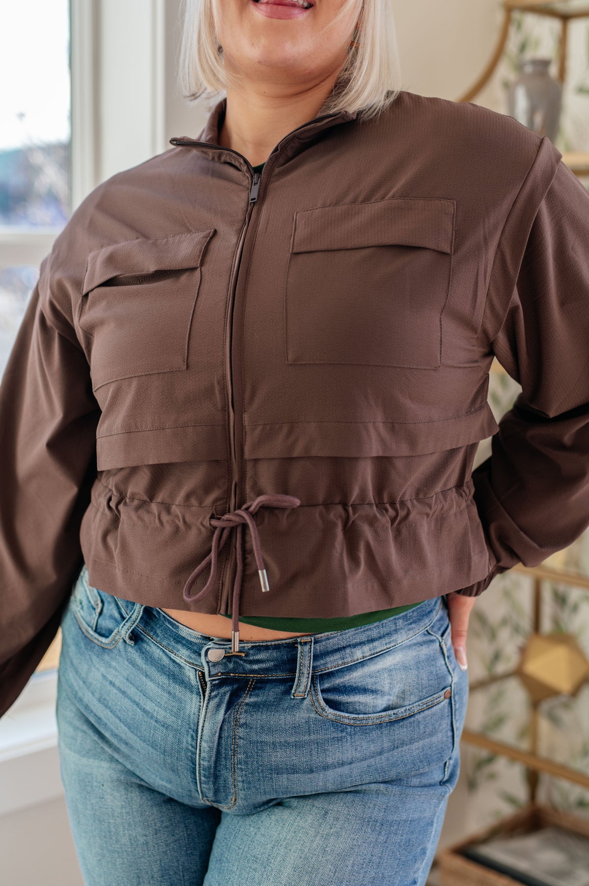 She's Got Game Cropped Jacket in Brown (Online Exclusive)