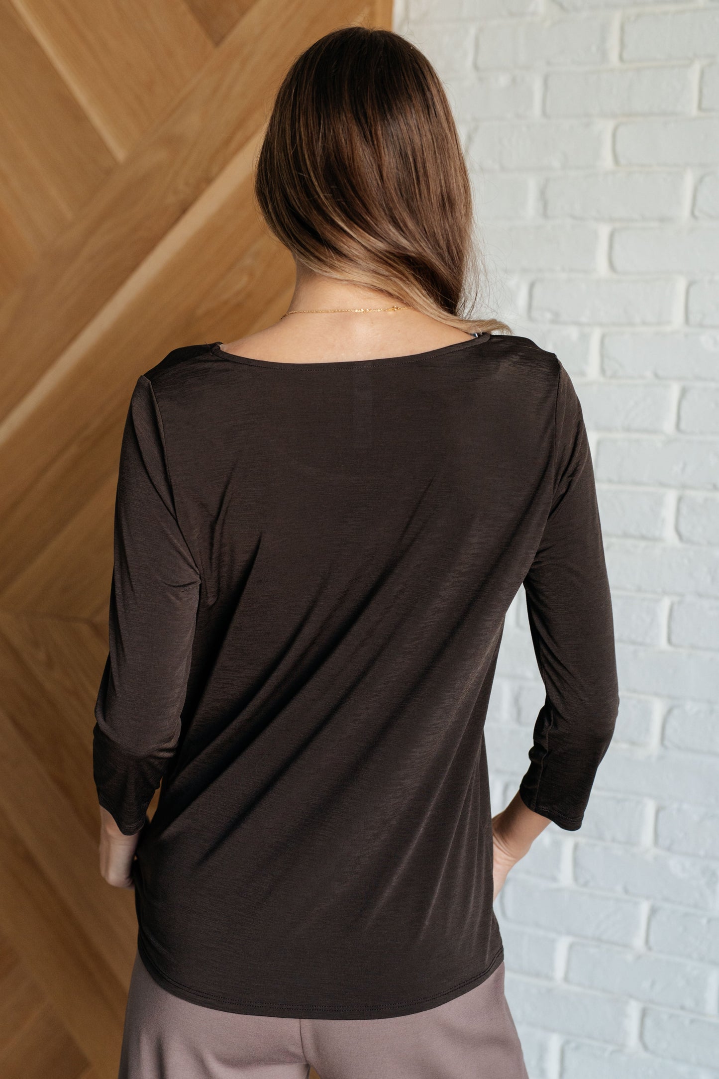 Signature Classic Round Neck Top in Chocolate (Online Exclusive)