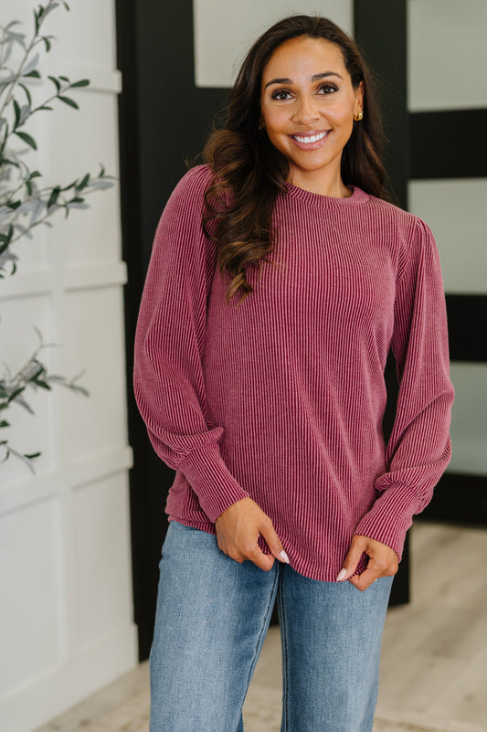 Simply Styled Balloon Sleeve Knit Top (Online Exclusive)