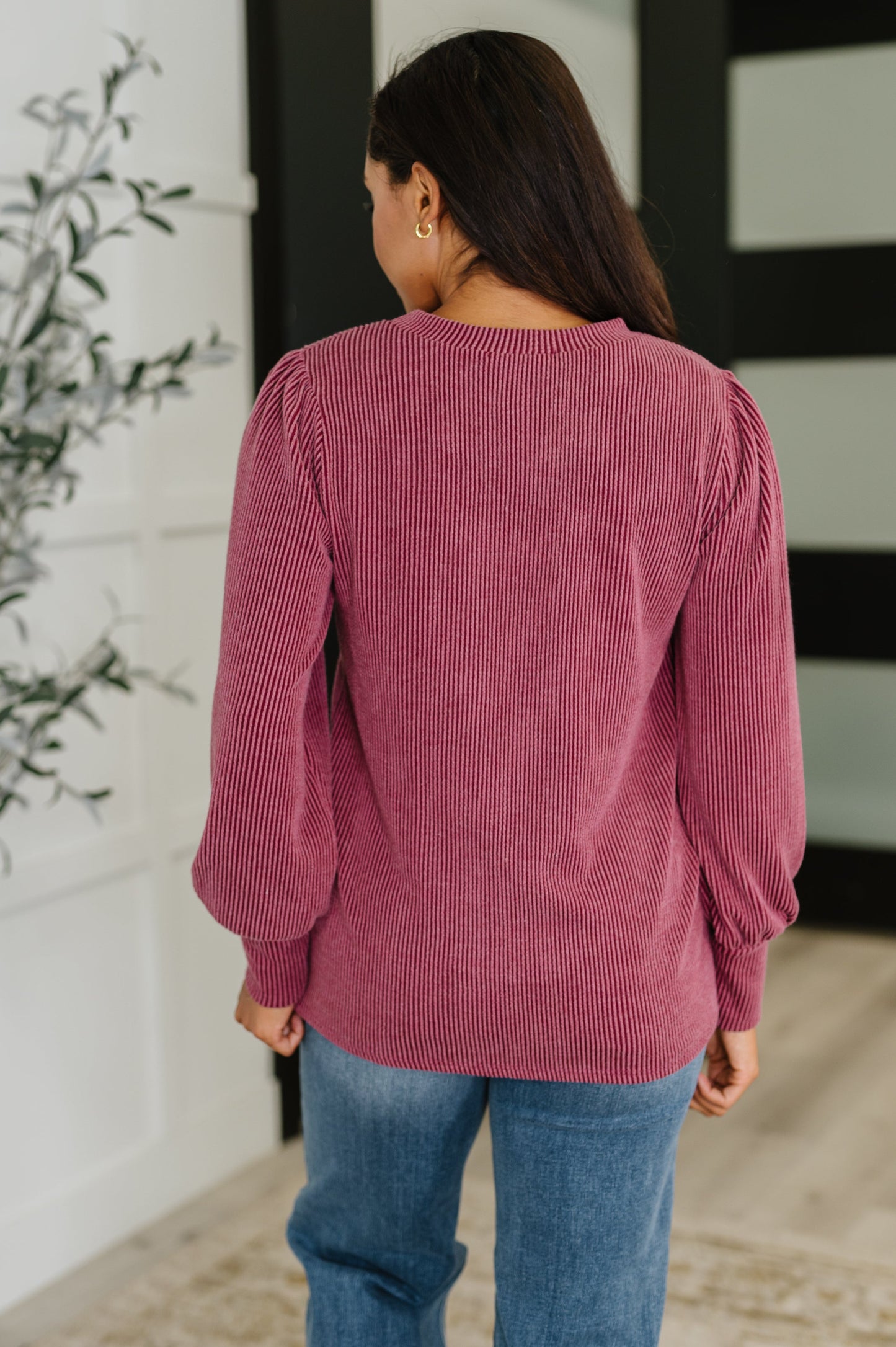 Simply Styled Balloon Sleeve Knit Top (Online Exclusive)