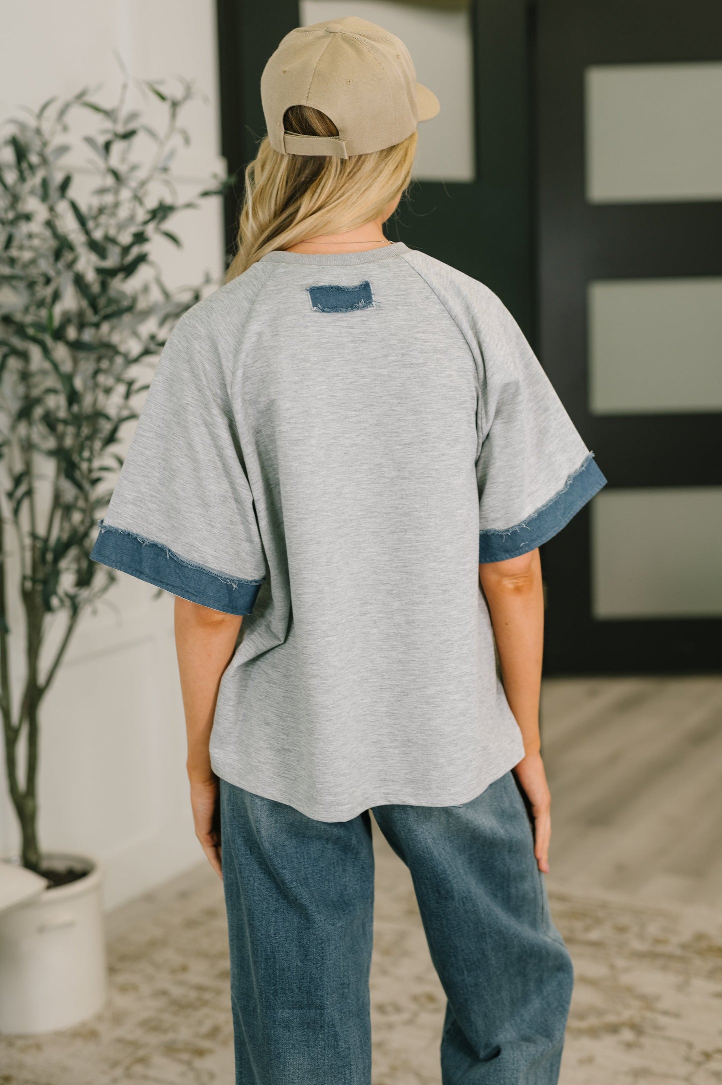 Star Stud Distressed Applique Top (Online Exclusive)
