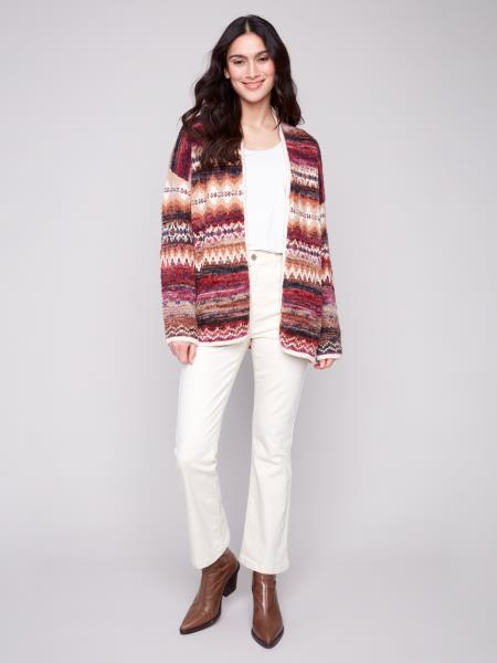 Charlie B Space Dye Jacquard Cardigans With Pockets
