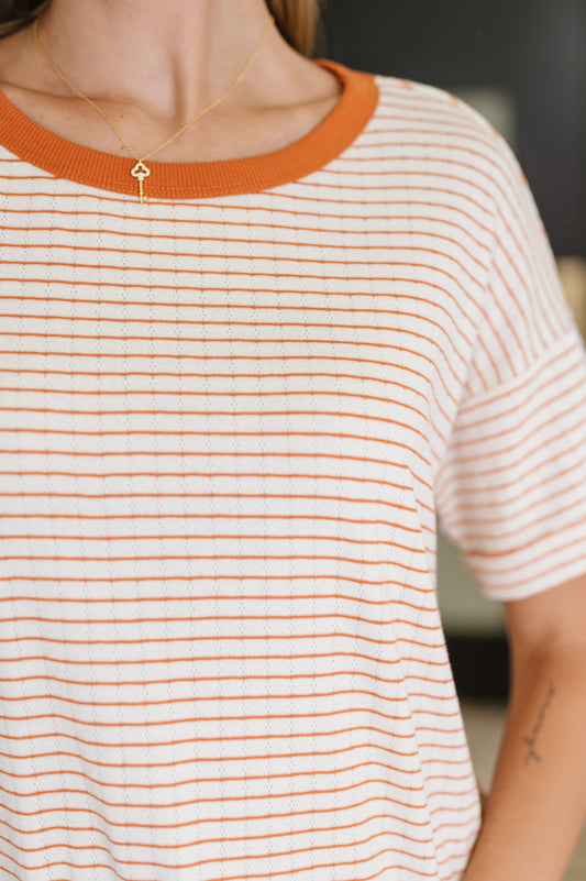 Sunbeam Shuffle Banded Round Neck Top in Orange (Online Exclusive)