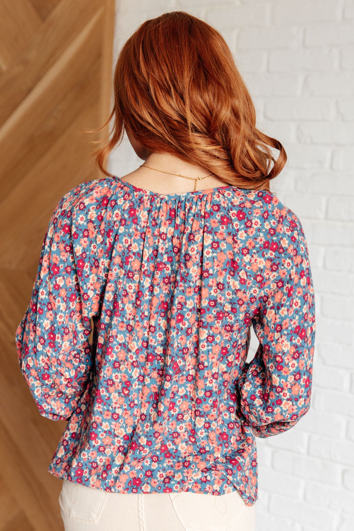 Sunday Brunch Blouse in Denim Floral (Online Exclusive)