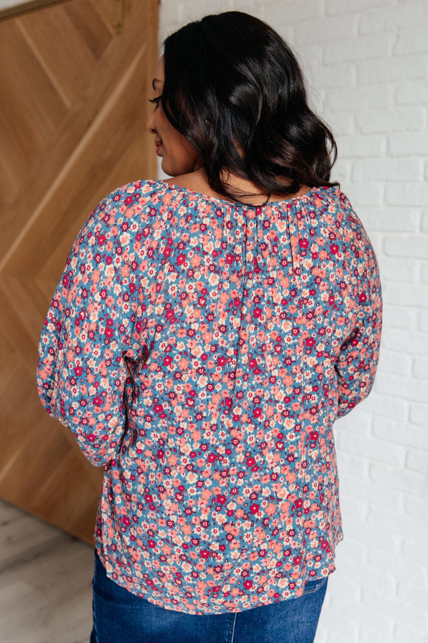 Sunday Brunch Blouse in Denim Floral (Online Exclusive)