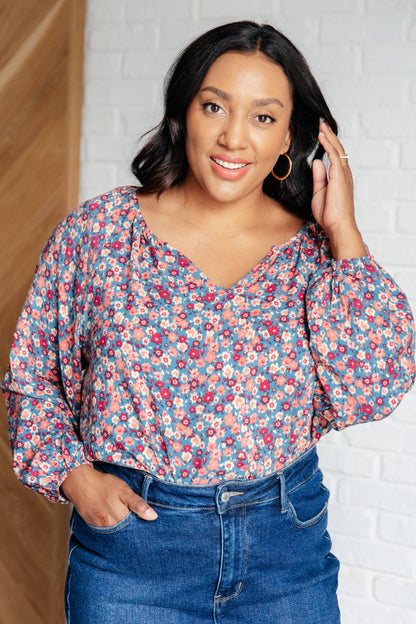 Sunday Brunch Blouse in Denim Floral (Online Exclusive)