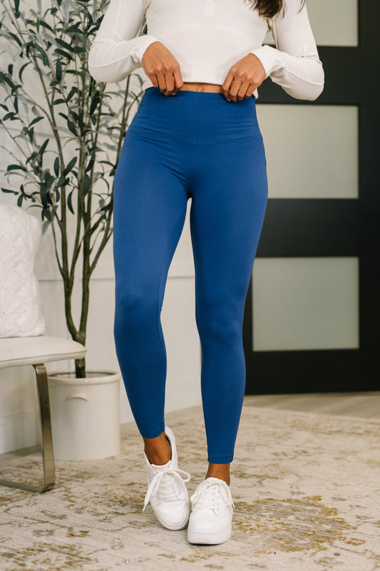 Sunday Splits High Waisted Leggings in Light Navy (Online Exclusive)