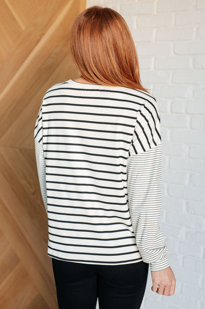 Super Clever Patchwork Striped Top in Ivory (Online Exclusive)