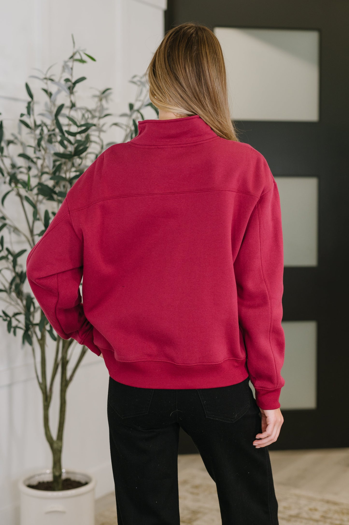 Sweater Weather Half Zip High Neck Pullover in Cabernet (Online Exclusive)