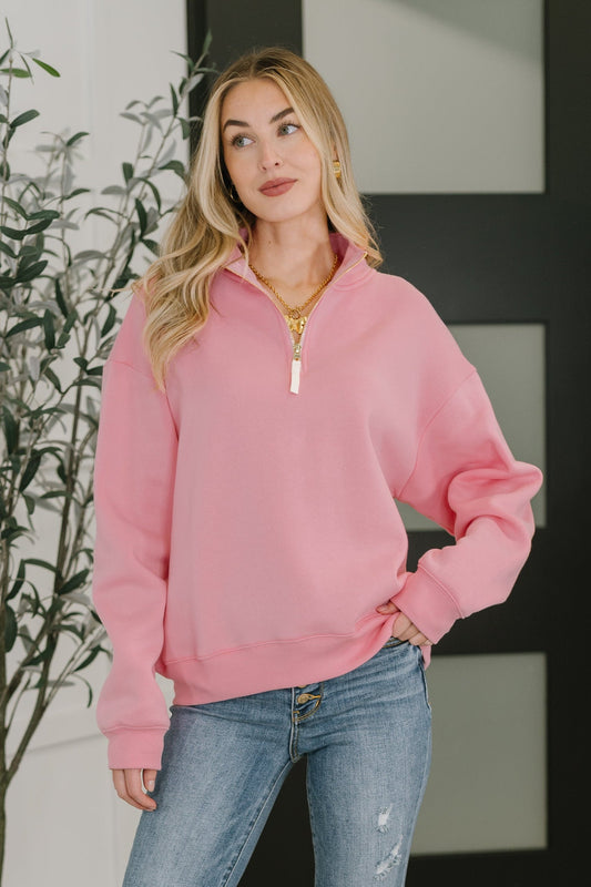 Sweater Weather Half Zip High Neck Pullover in Dark Pink (Online Exclusive)