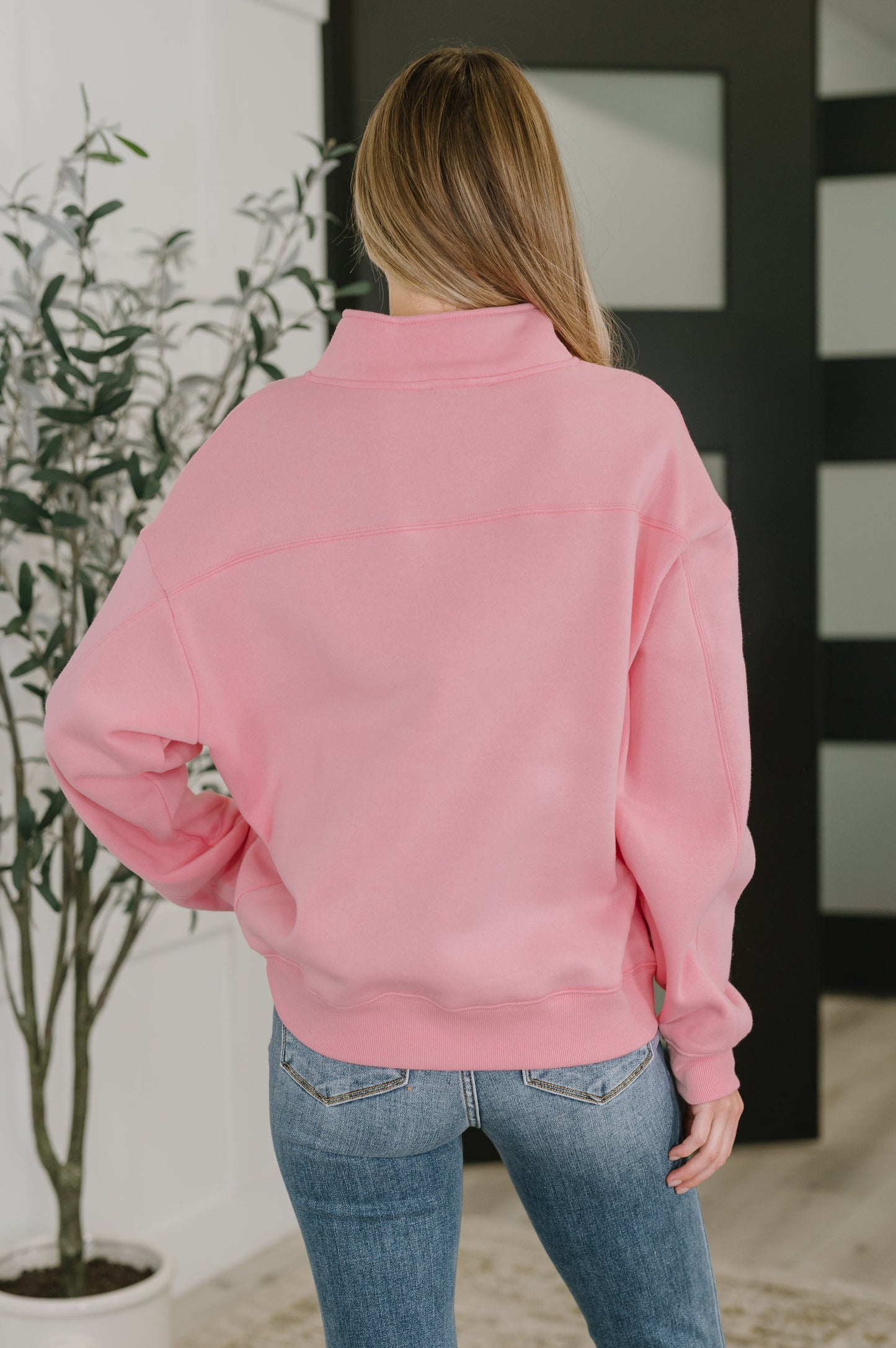Sweater Weather Half Zip High Neck Pullover in Dark Pink (Online Exclusive)