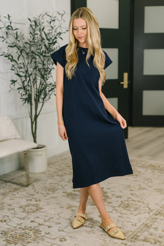 Sweet Like That Casual Dress in Navy (Online Exclusive)