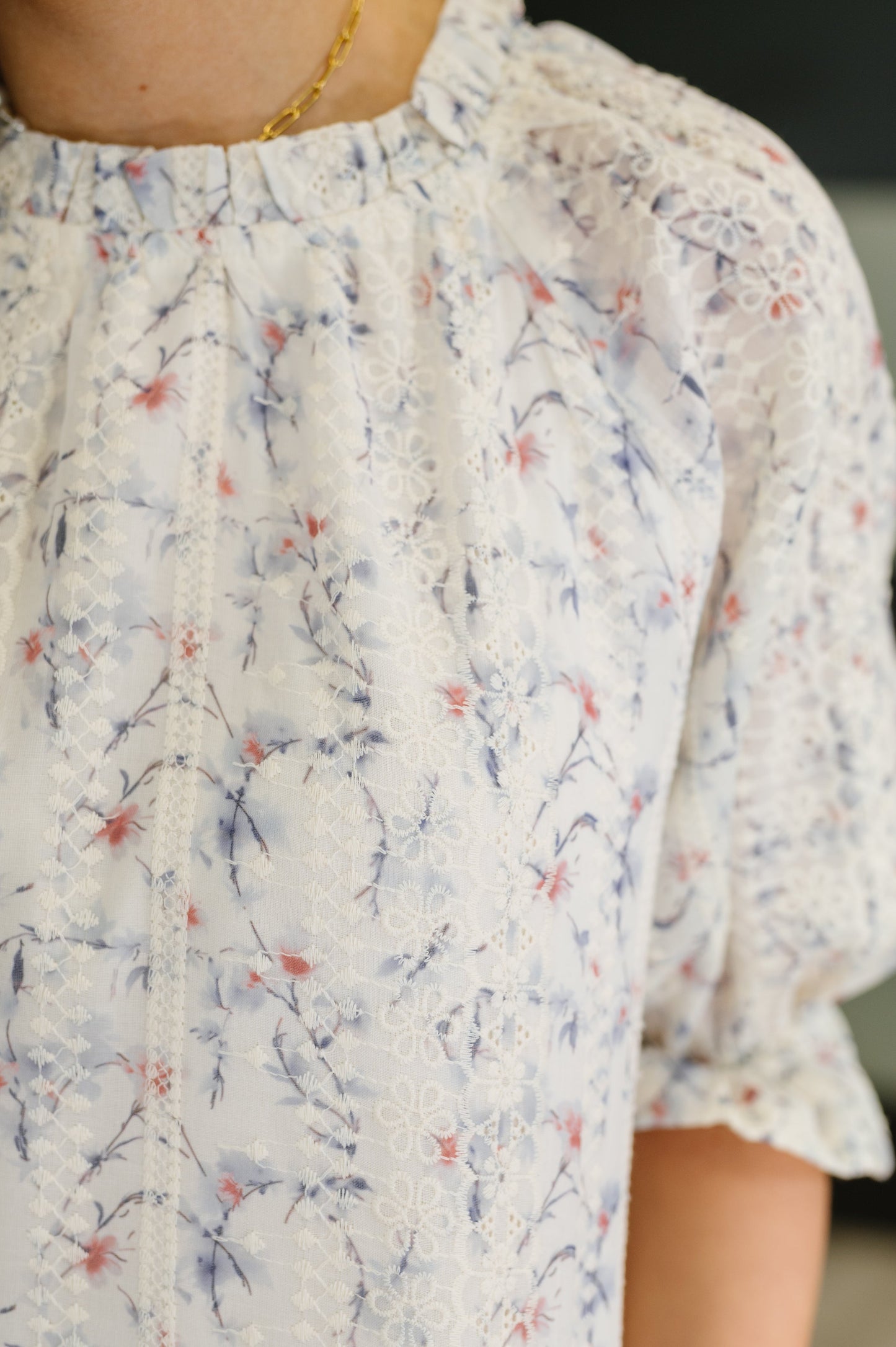 Sweet Ruffle Affair High Neck Blouse in Blue (Online Exclusive)