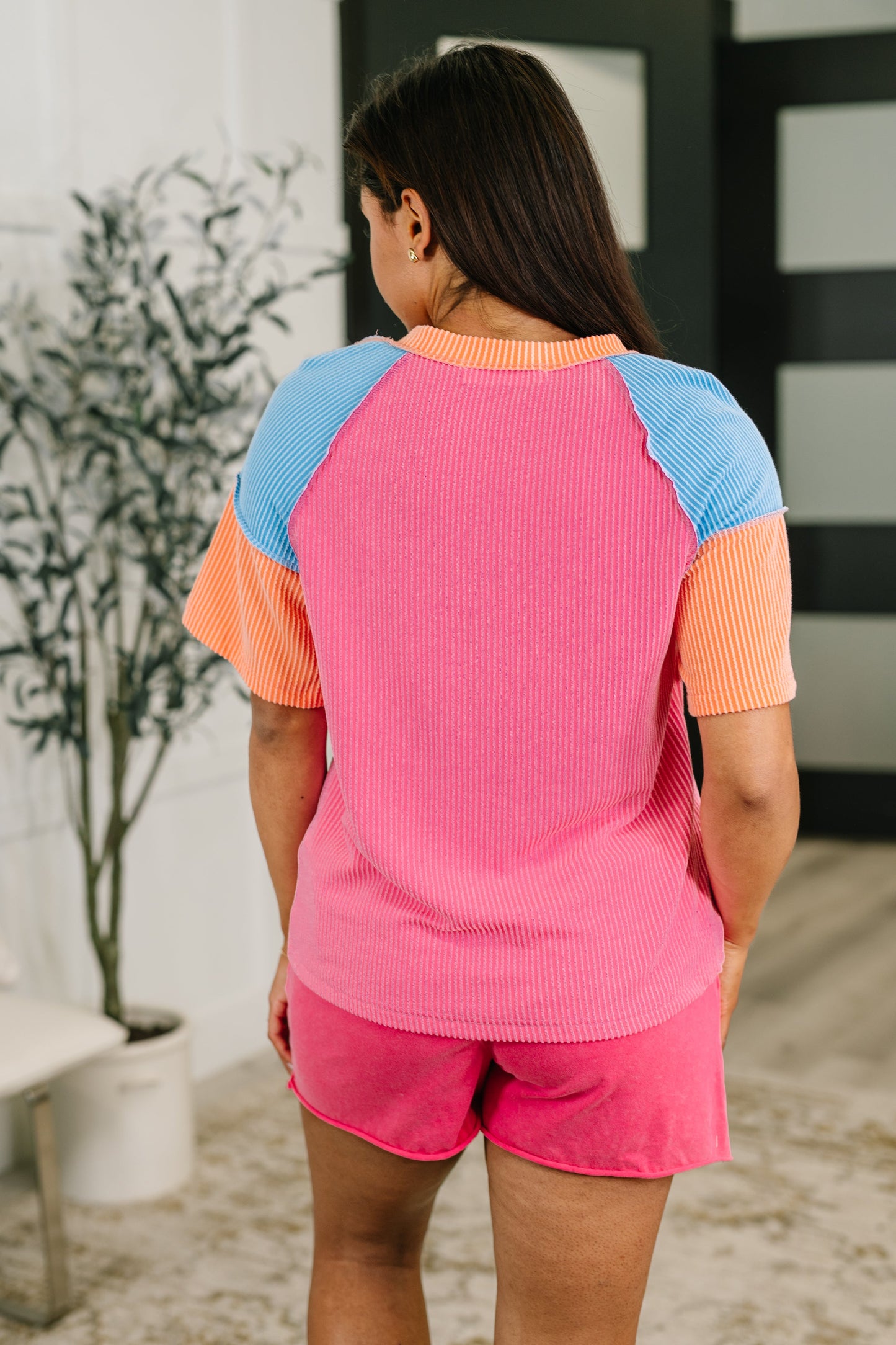 Textured Tones Color Block Top (Online Exclusive)