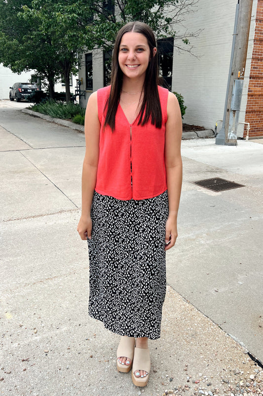 Abstract Leopard Midi Skirt