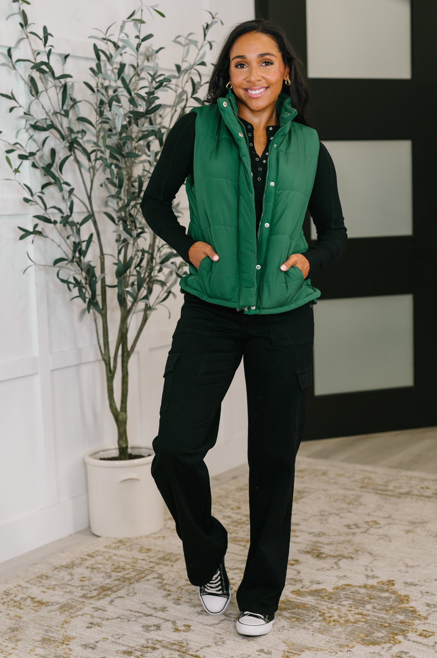That's What I'm Talkin' About Puffer Vest in Hunter Green (Online Exclusive)