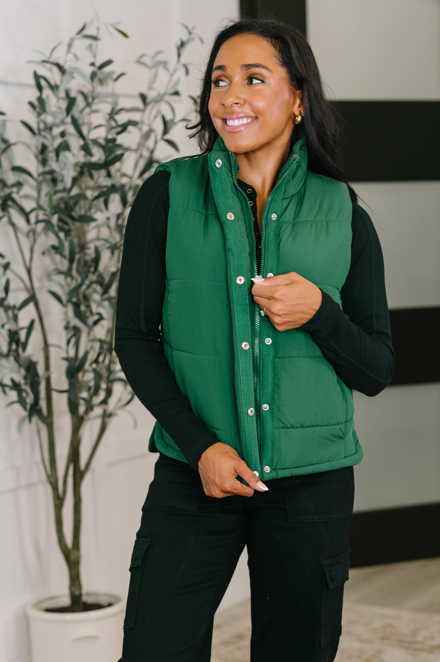 That's What I'm Talkin' About Puffer Vest in Hunter Green (Online Exclusive)