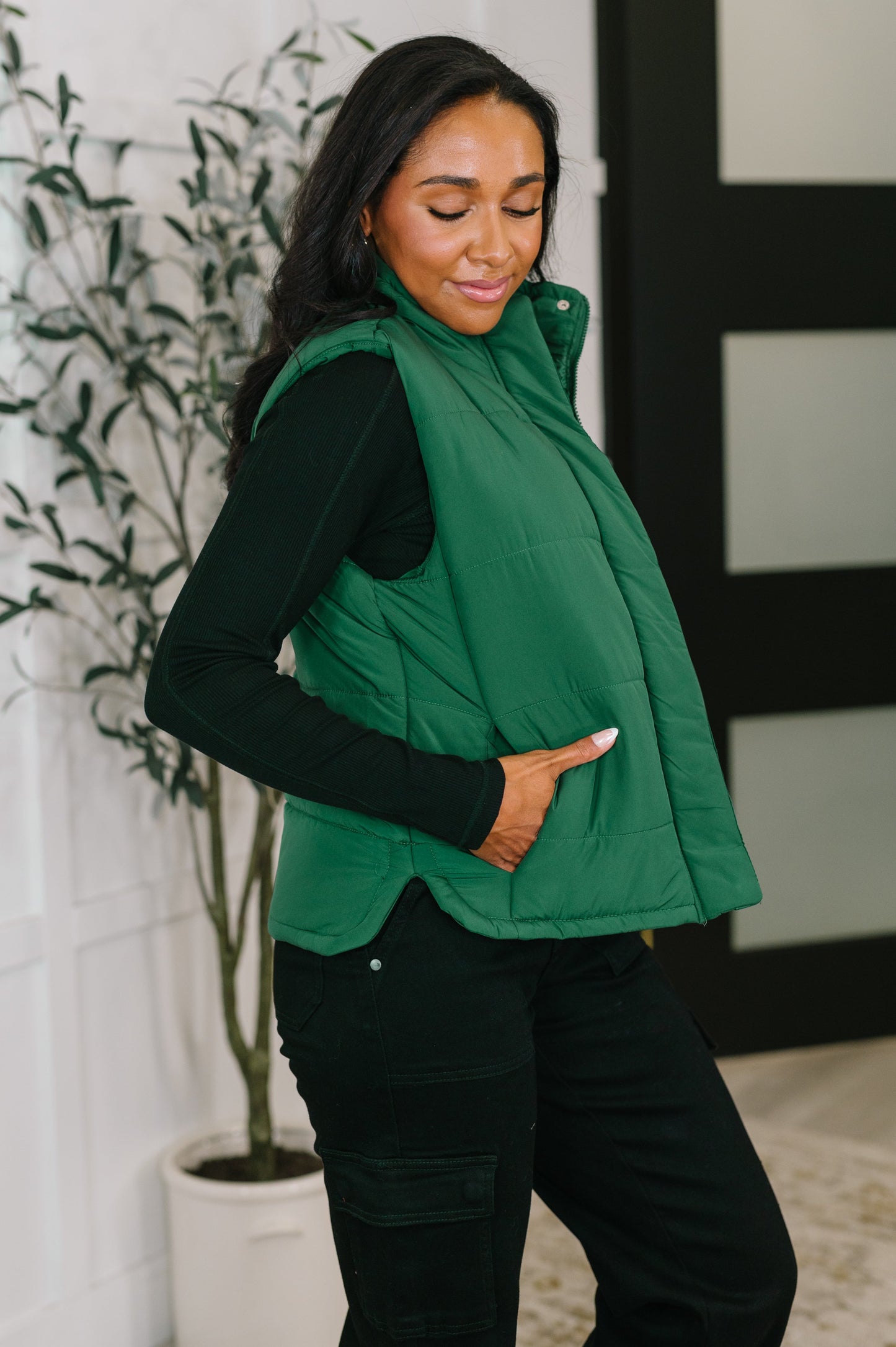 That's What I'm Talkin' About Puffer Vest in Hunter Green (Online Exclusive)