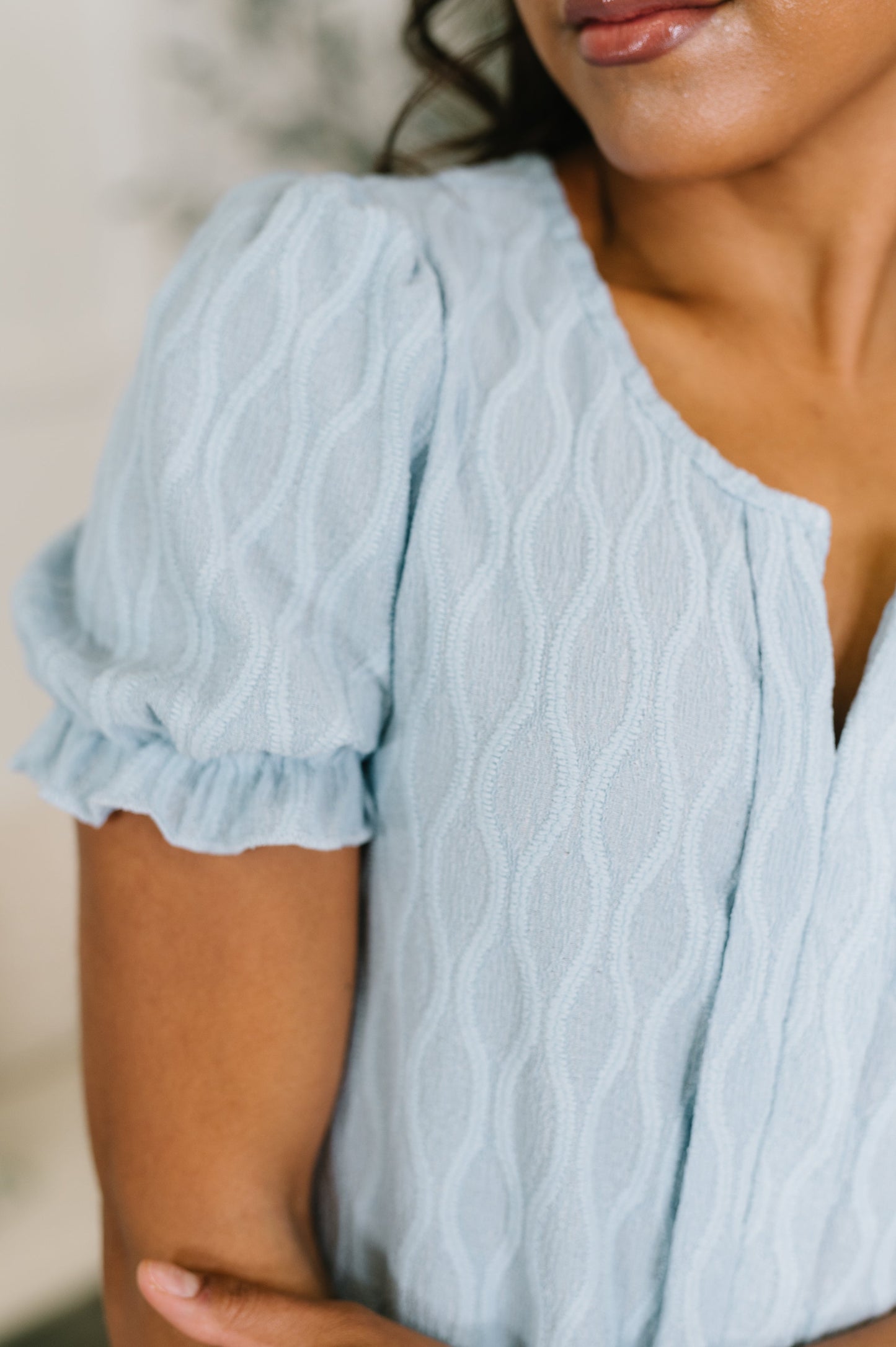 To Call My Own Textured Blouse in Powder Blue (Online Exclusive)