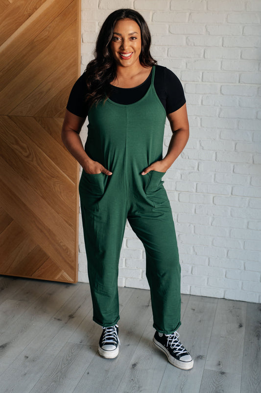 Totally Me Spaghetti Strap Jumpsuit in Dark Green (Online Exclusive)