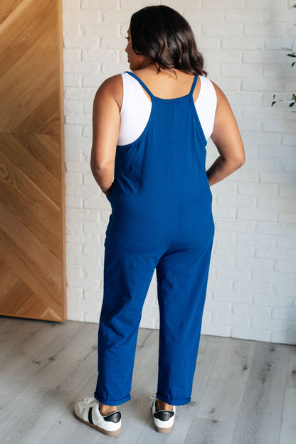 Totally Me Spaghetti Strap Jumpsuit in Light Navy (Online Exclusive)