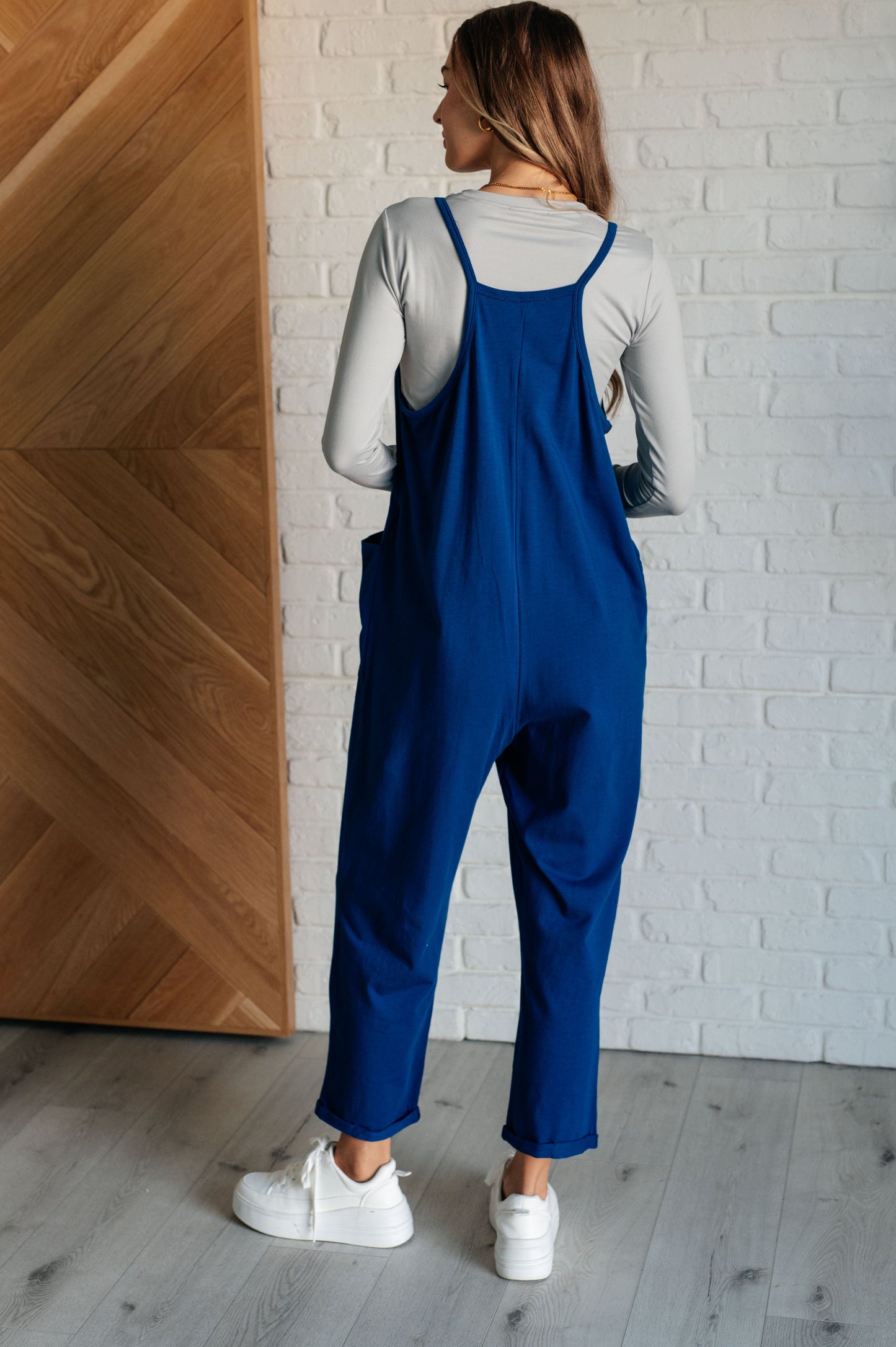 Totally Me Spaghetti Strap Jumpsuit in Light Navy (Online Exclusive)