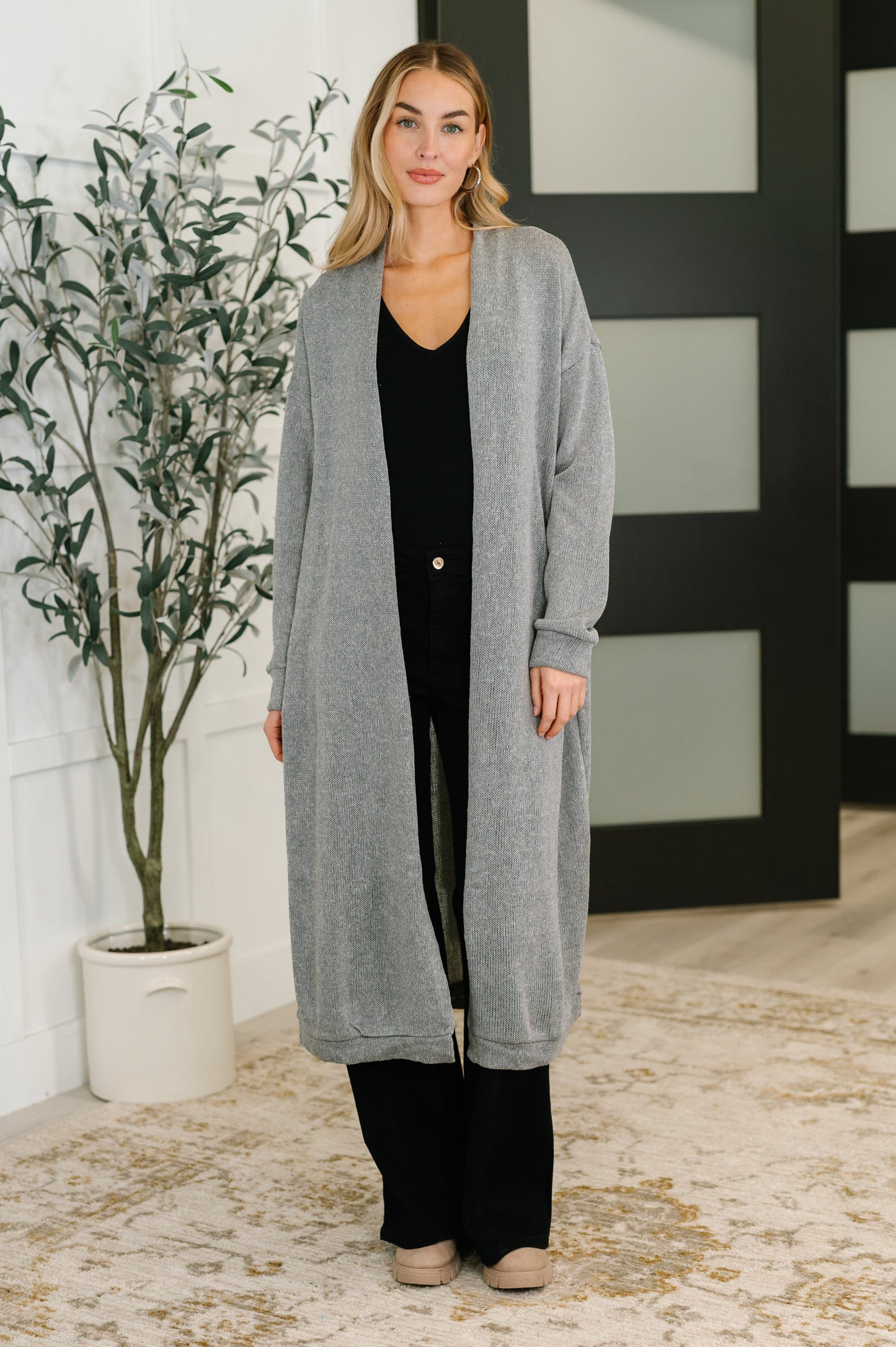 Travel Hideaway Open Front Cardigan in Soft Grey (Online Exclusive)