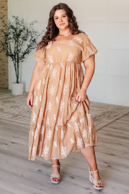 Trusting My Intuition Balloon Sleeve Dress in Camel (Online Exclusive)