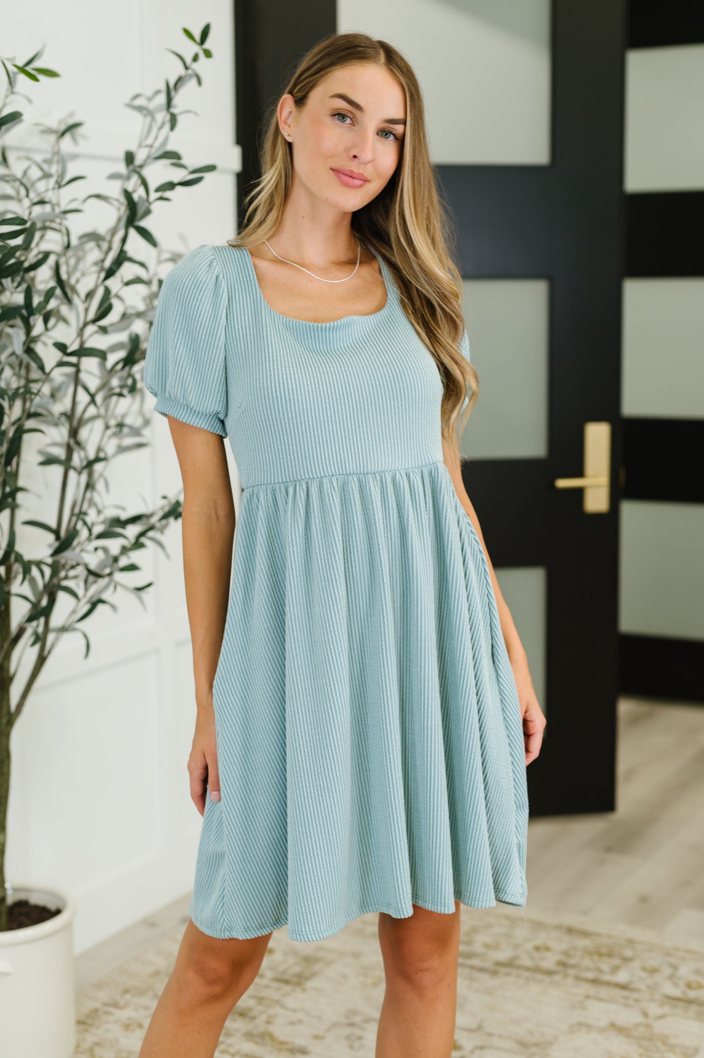 Twirlin’ Dirty Cable Ribbed Knit Dress in Sage Green (Online Exclusive)