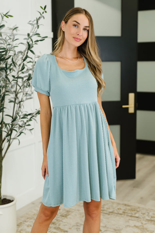 Twirlin’ Dirty Cable Ribbed Knit Dress in Sage Green (Online Exclusive)