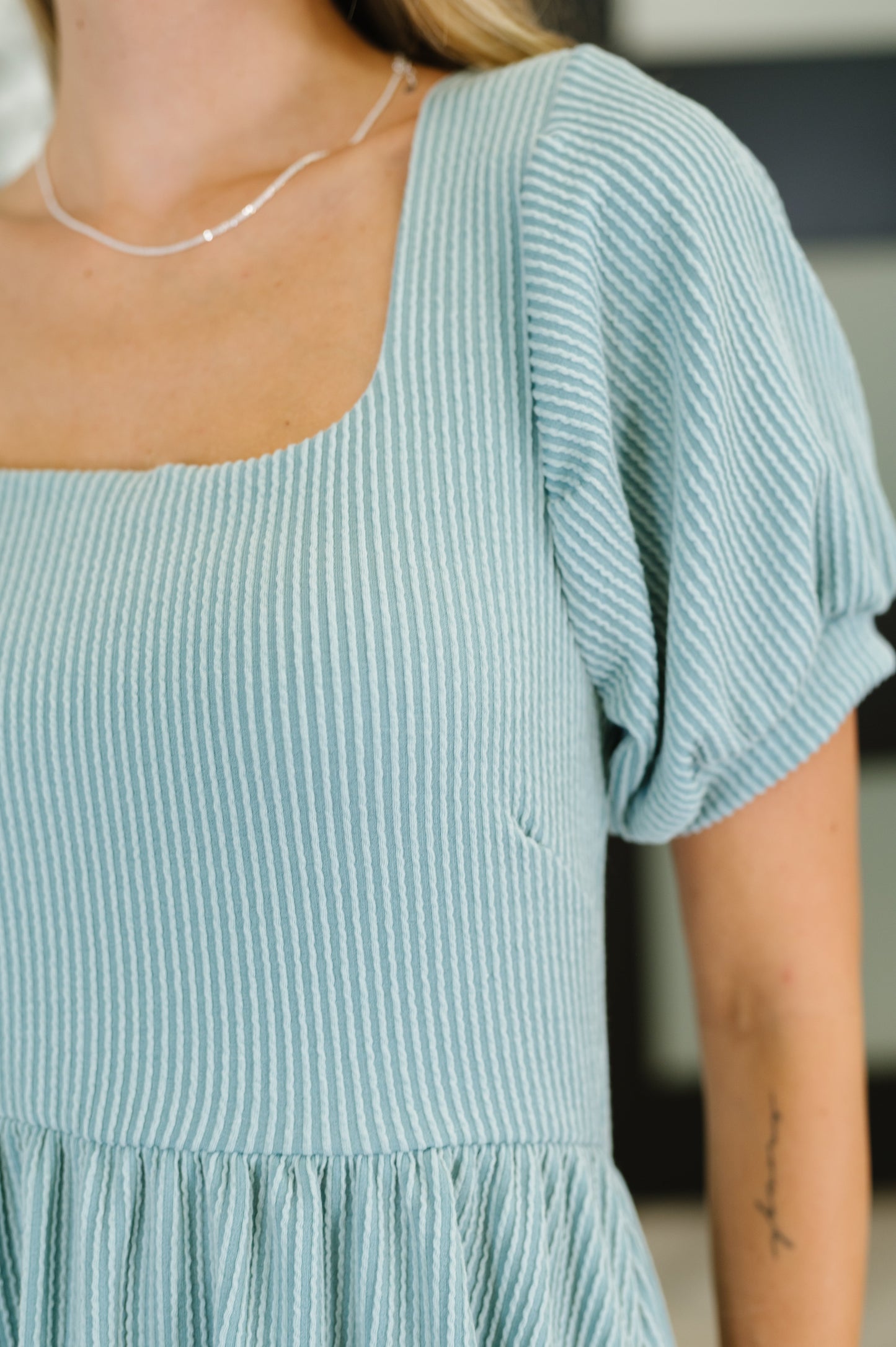 Twirlin’ Dirty Cable Ribbed Knit Dress in Sage Green (Online Exclusive)