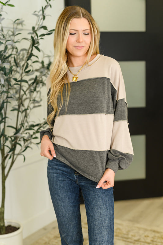 Two-Tone Take Drop Shoulder Top (Online Exclusive)