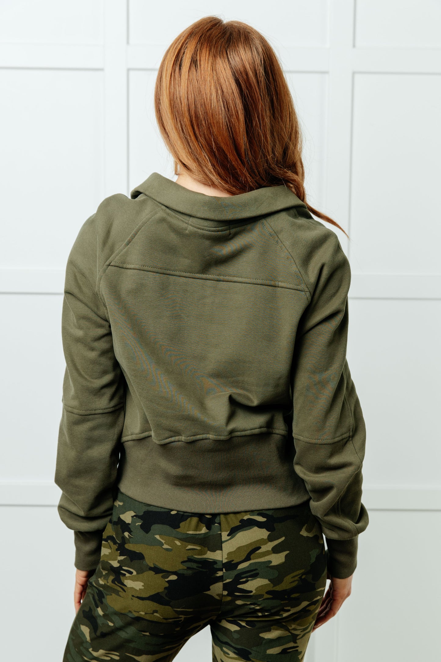 Under Her Spell Half Zip Pullover in Green - Online Exclusive