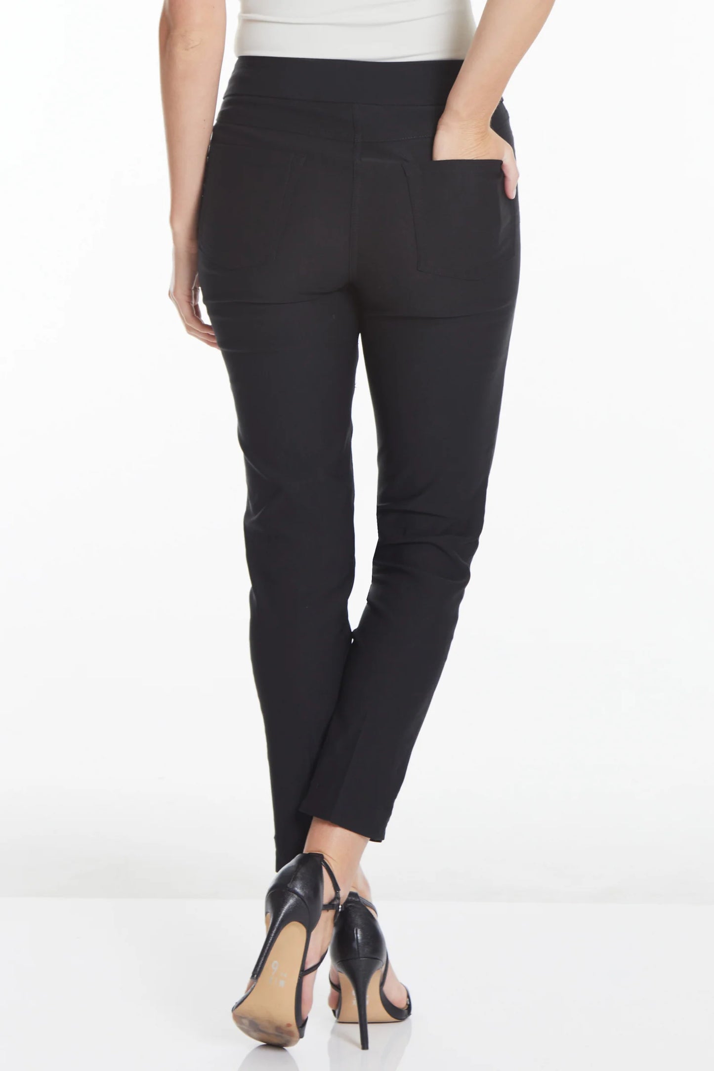 Pull-On Solid Fine Line Twill Ankle Pant - Black